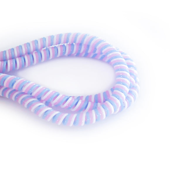 blue, lilac and white cable twist for cochlear implants and hearing aids