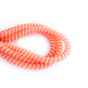 yellow, pink and purple cable twist for cochlear implants and hearing aids